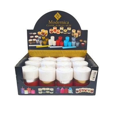 ŞERİTLİ SİLİNDİR KIRMIZI MUM ORTA *12*24 - 058.02.1743