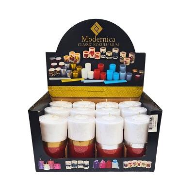 ŞERİTLİ SİLİNDİR KIRMIZI MUM BÜYÜK *12*24 - 058.02.1750