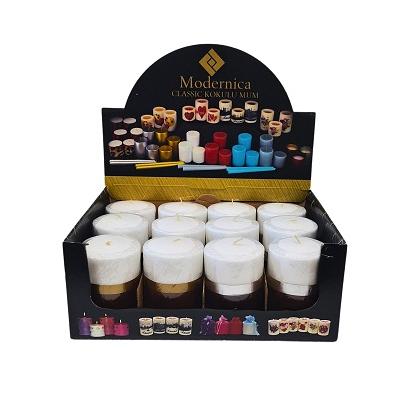 ŞERİTLİ SİLİNDİR SİYAH MUM ORTA *12*24 - 058.02.1774